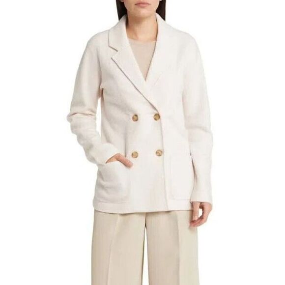 NWOT  Nordstrom Signature Double Breasted Boiled Merino Wool Blazer Jacket… - Picture 4 of 7